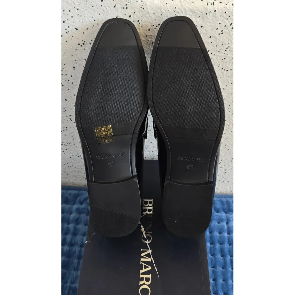 Bruno Marc Mens Black Patent Velvet Loafers Dress Shoes SBLS2407M Size 9.5 New‎